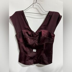 #3054-Worthington Burgundy Satin Top